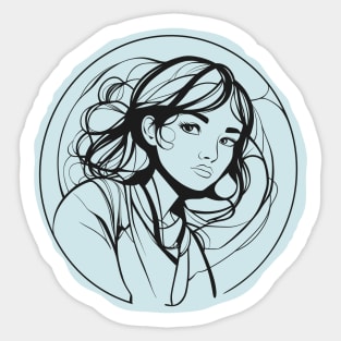 Girl doodling Sticker